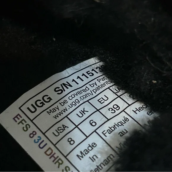 UGG black suede wool slippers slides slip on shoes women’s 8 new in box - Picture 3 of 9